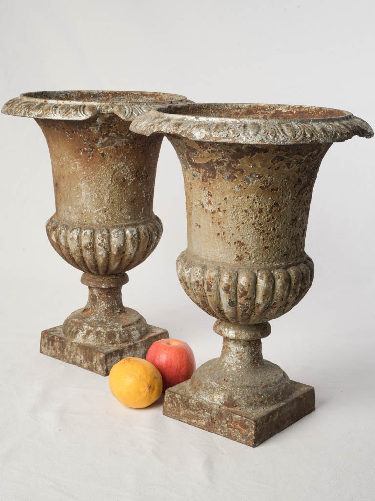 Antique French cast-iron garden urns