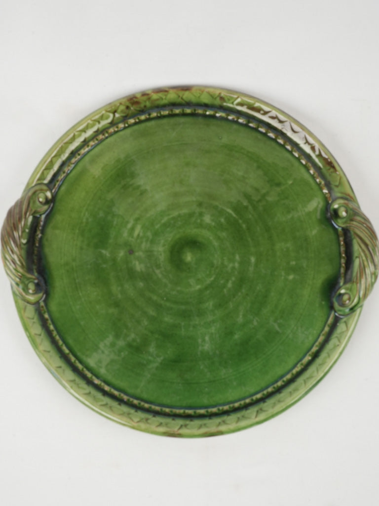 Vintage French green ceramic platter