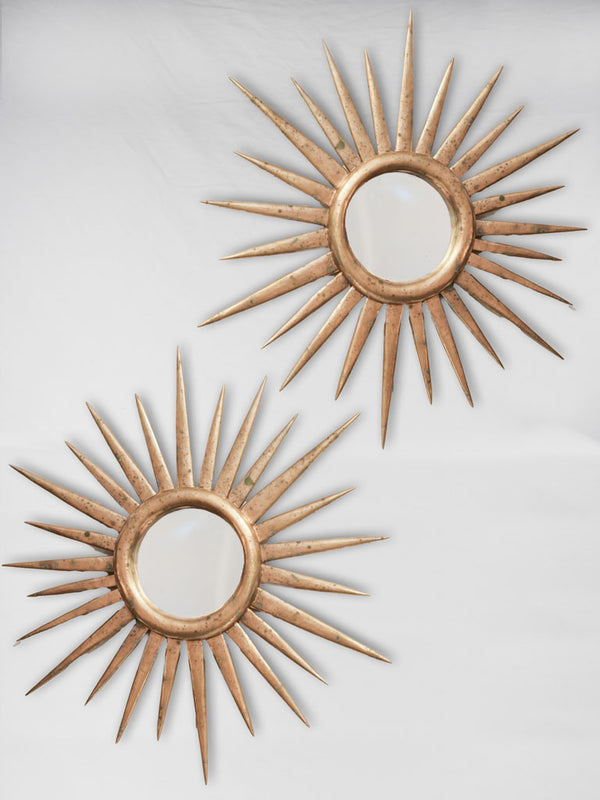 Vintage large gold sunburst mirrors