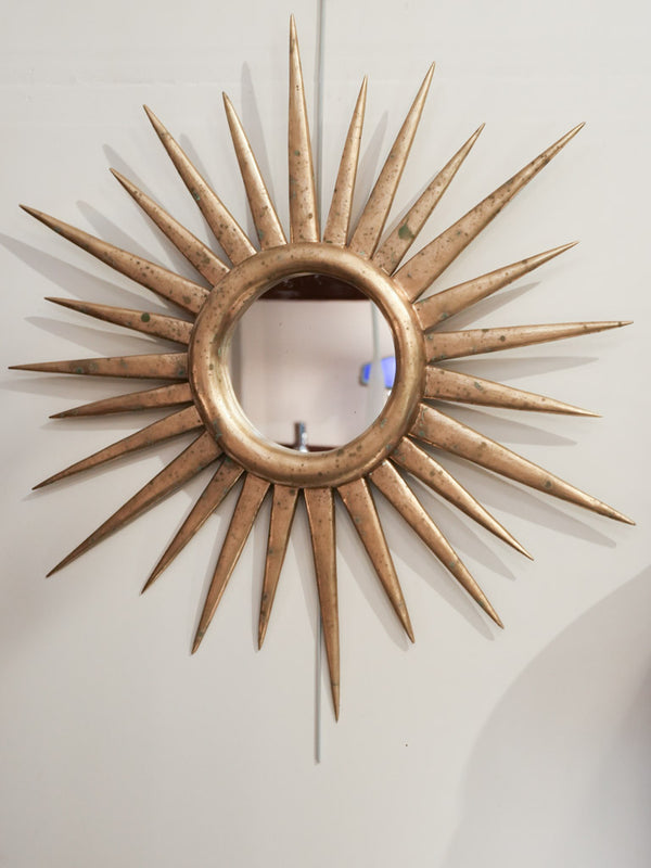 Ornate gilded 1970s sunburst mirrors