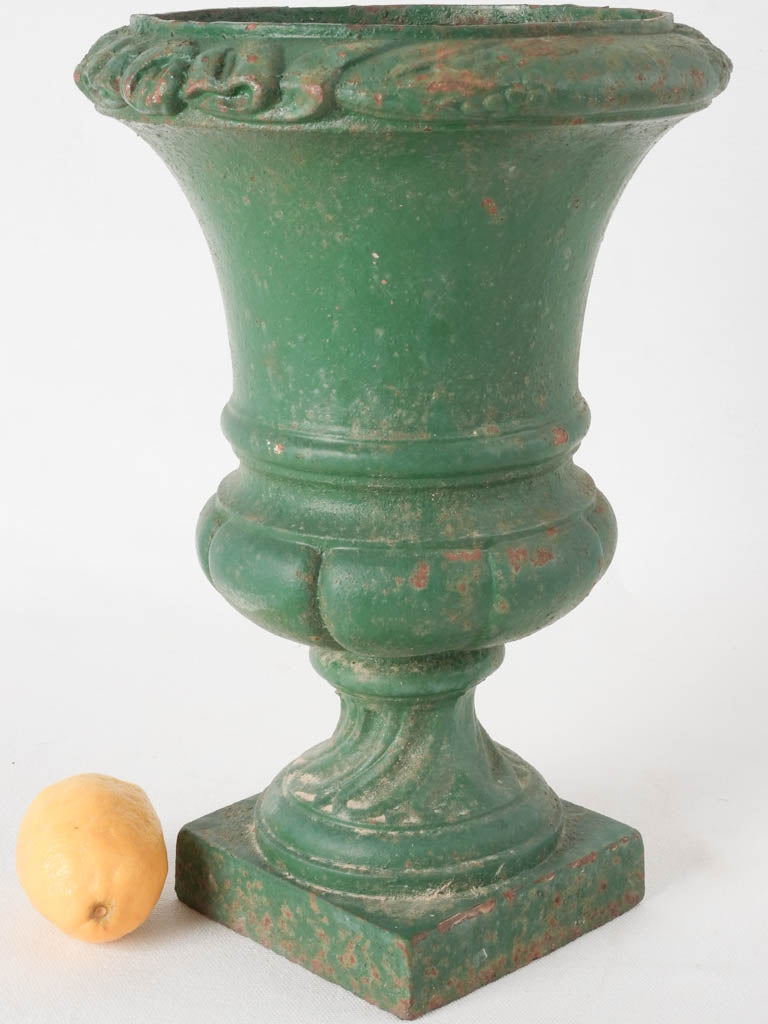 Small antique French Medici urn w/ green patina 13½"