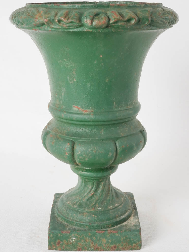 Small antique French Medici urn w/ green patina 13½"