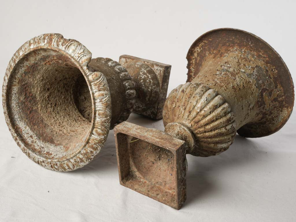 Decorative formal courtyard iron urns