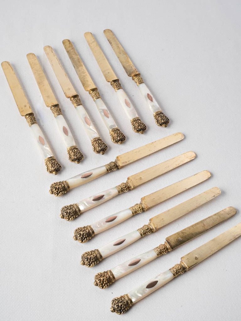 Luxurious vermeil dessert knives set