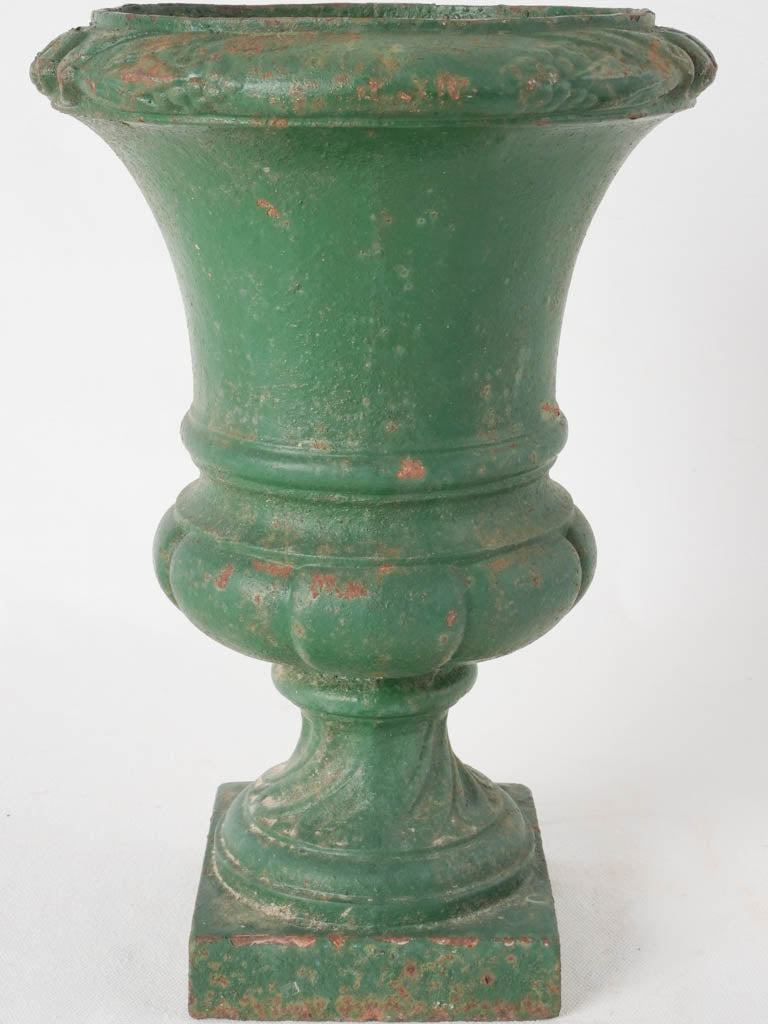 Small antique French Medici urn w/ green patina 13½"
