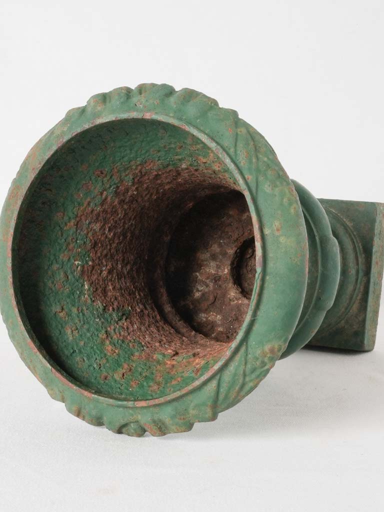 Small antique French Medici urn w/ green patina 13½"