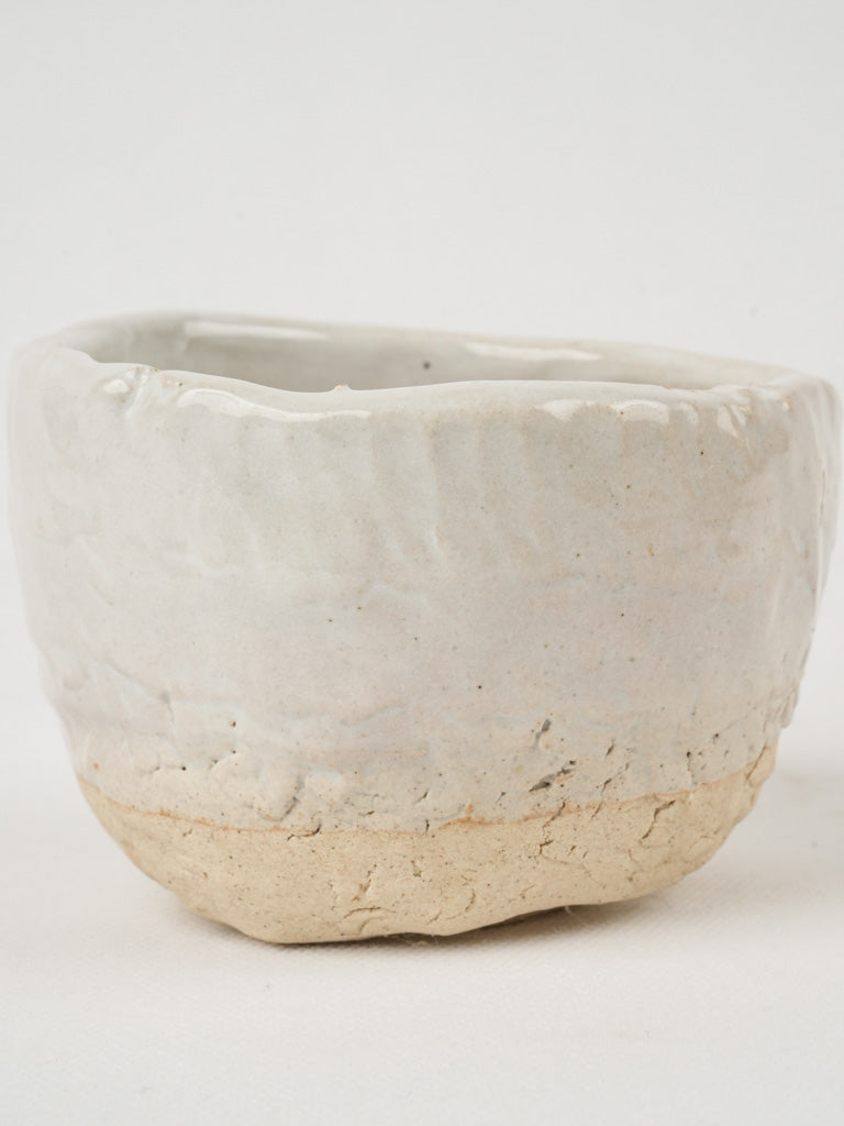 White glazed farmhouse pinch pot