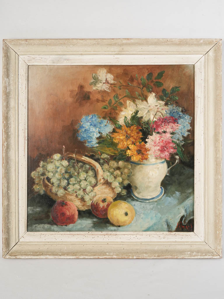 Mid-Century Still Life w/ Flowers and Fruit (1945) - 24¾" x 24¾"