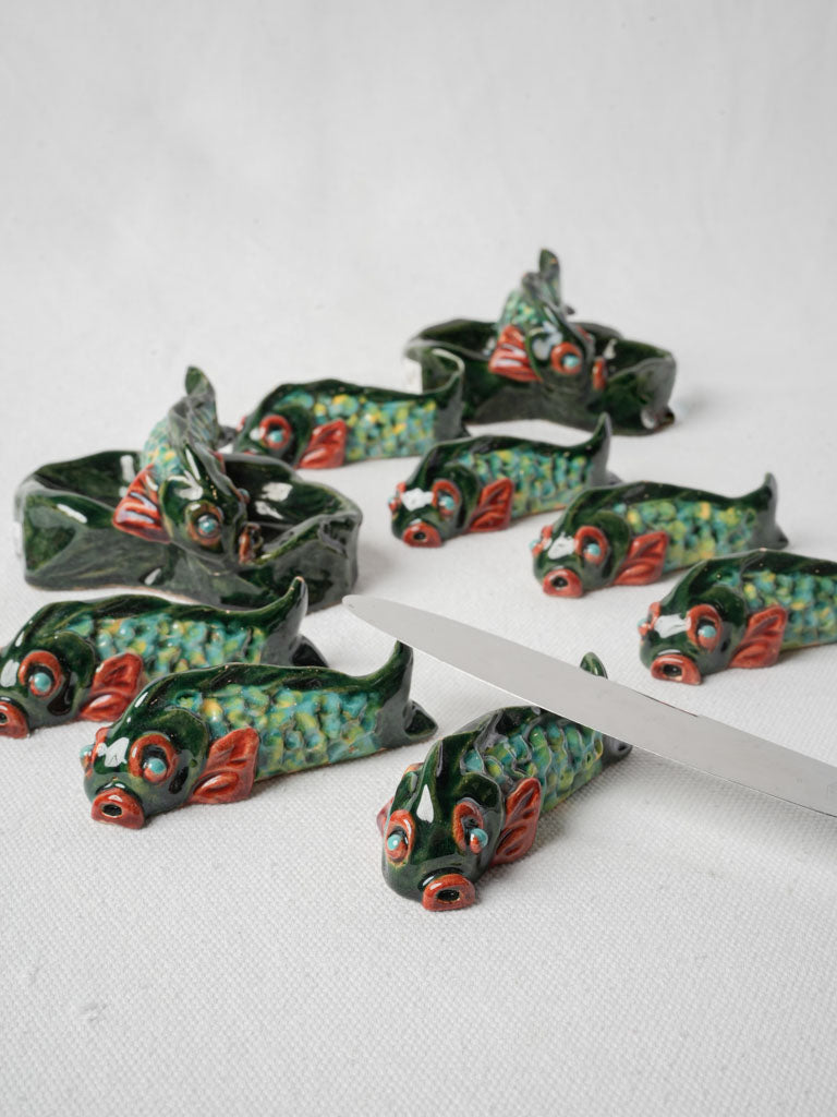 Colorful Vallauris Majolica salt cellars