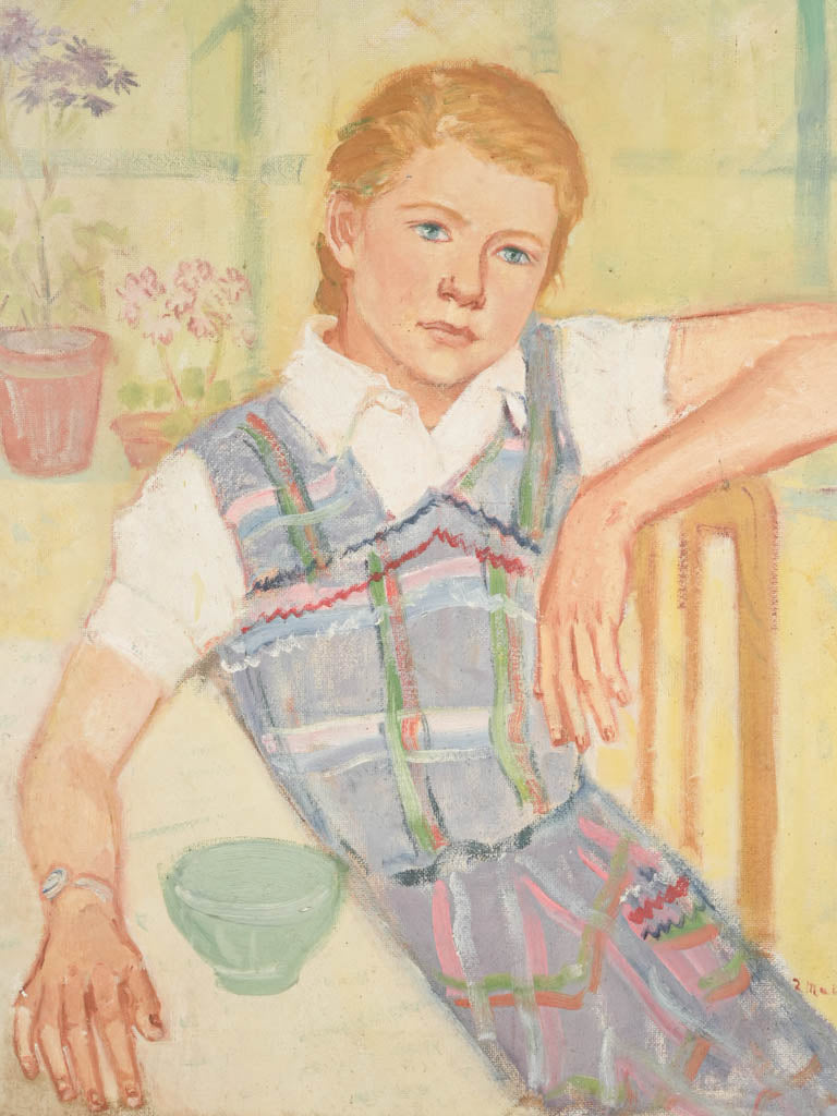 Serene Portrait of a Schoolgirl at Breakfast -1955 - 31½" x 26"
