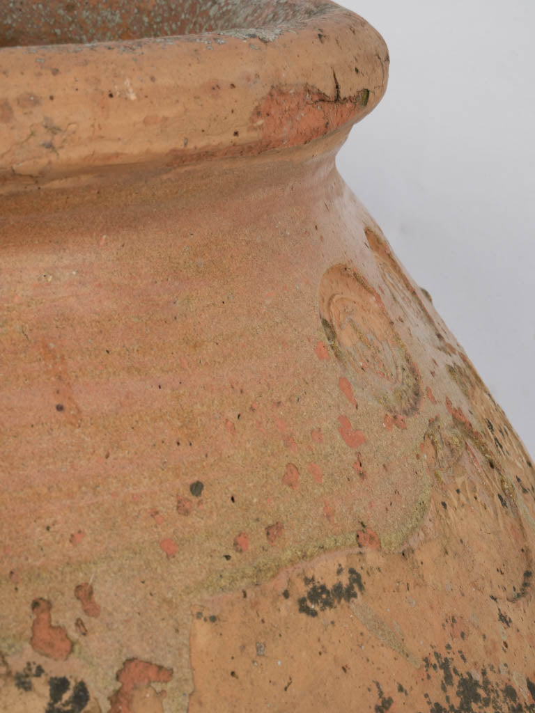 Rustic aged Biot pottery container