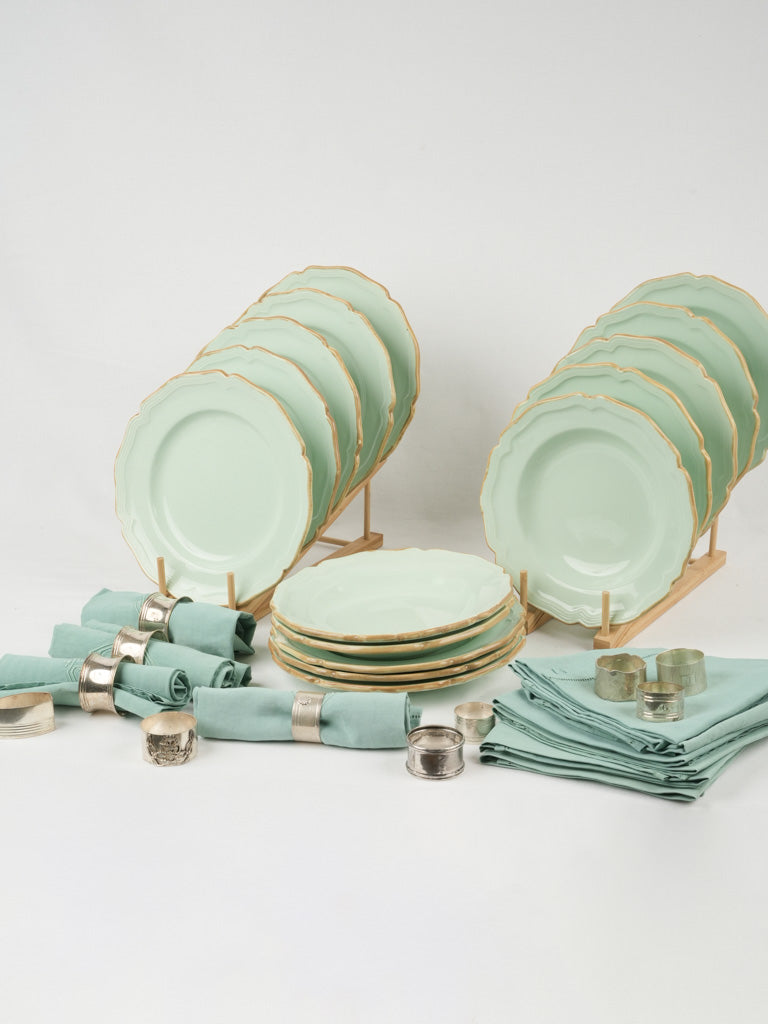 Antique, handcrafted Dieulefit dinnerware set