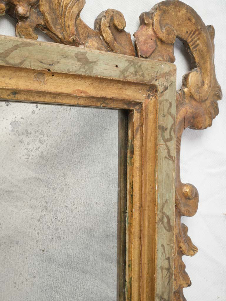 Sage faux-marble ornate Italian mirror
