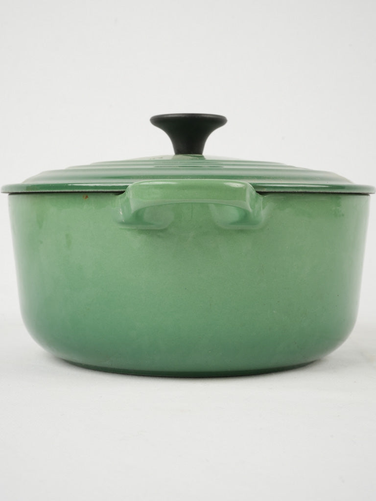 Cozy green enamel casserole dish