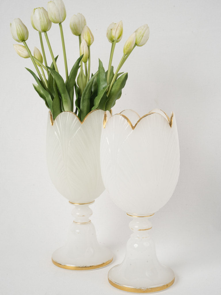 Luxurious French opaline tulip vases