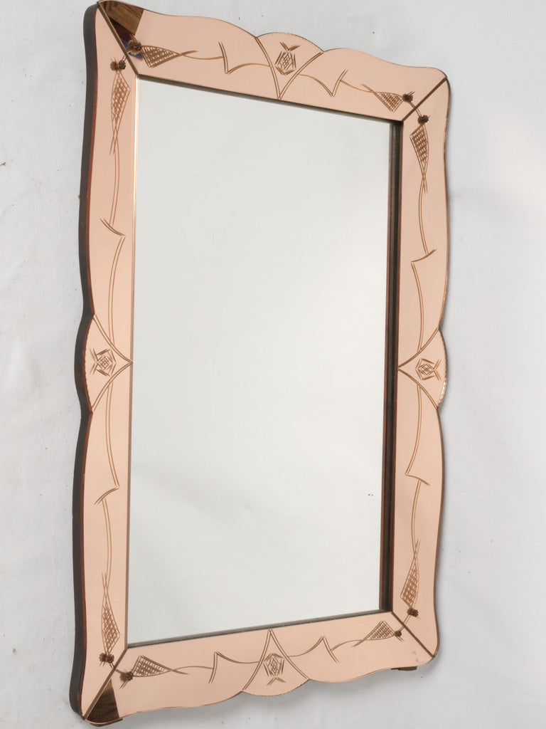 Antique French Art Deco glass mirror