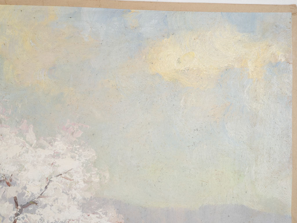 Large Provençal Landscape w/ Blossoming Almond Tree - 29½" x 41"