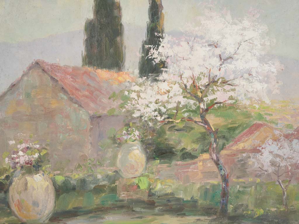 Large Provençal Landscape w/ Blossoming Almond Tree - 29½" x 41"