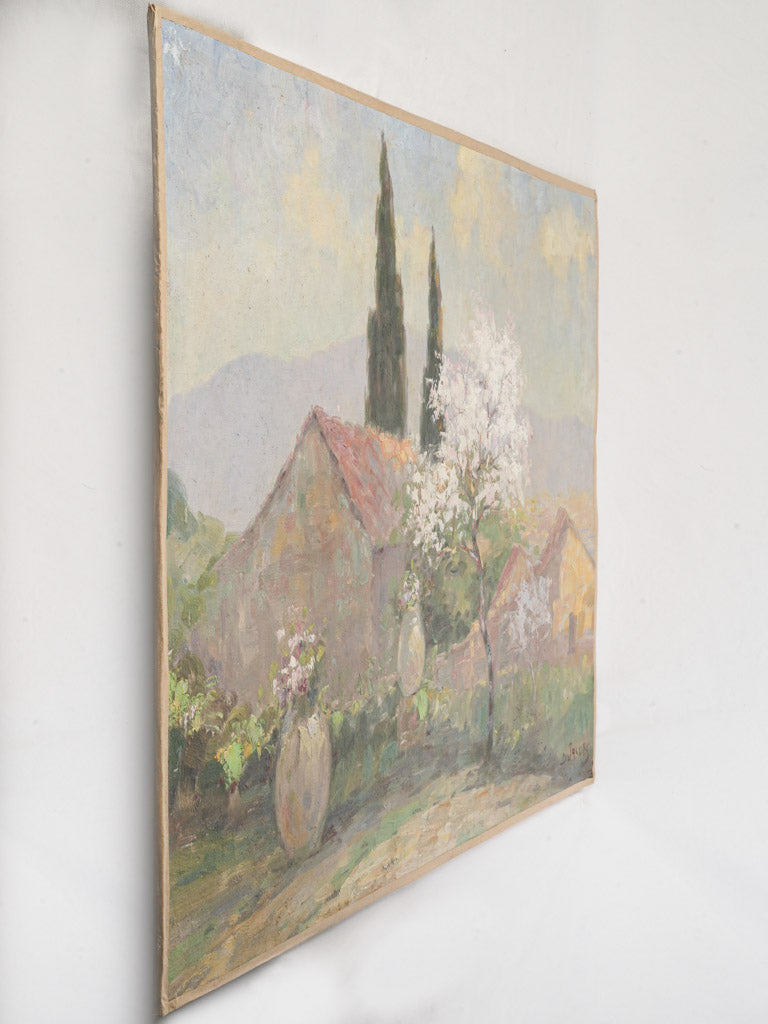 Large Provençal Landscape w/ Blossoming Almond Tree - 29½" x 41"