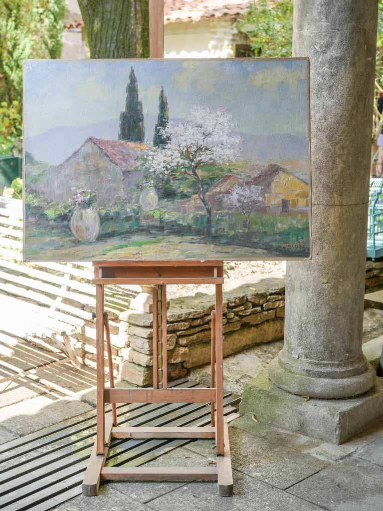 Large Provençal Landscape w/ Blossoming Almond Tree - 29½" x 41"