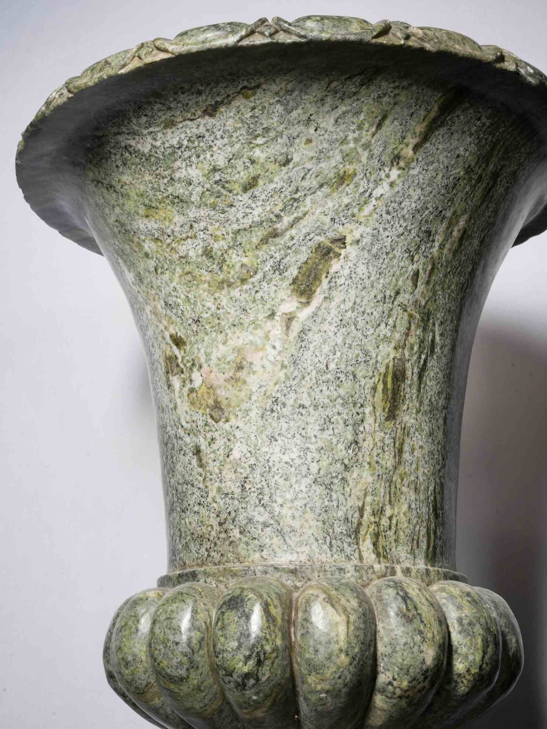Exceptional Pair of Antique Italian Marble Medici Urns on Pedestals - 29¼"