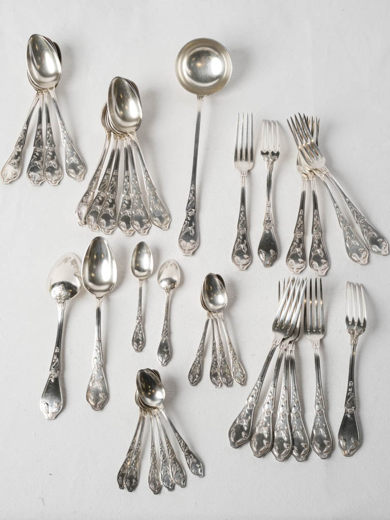 Exquisite antique silver-plated flatware set