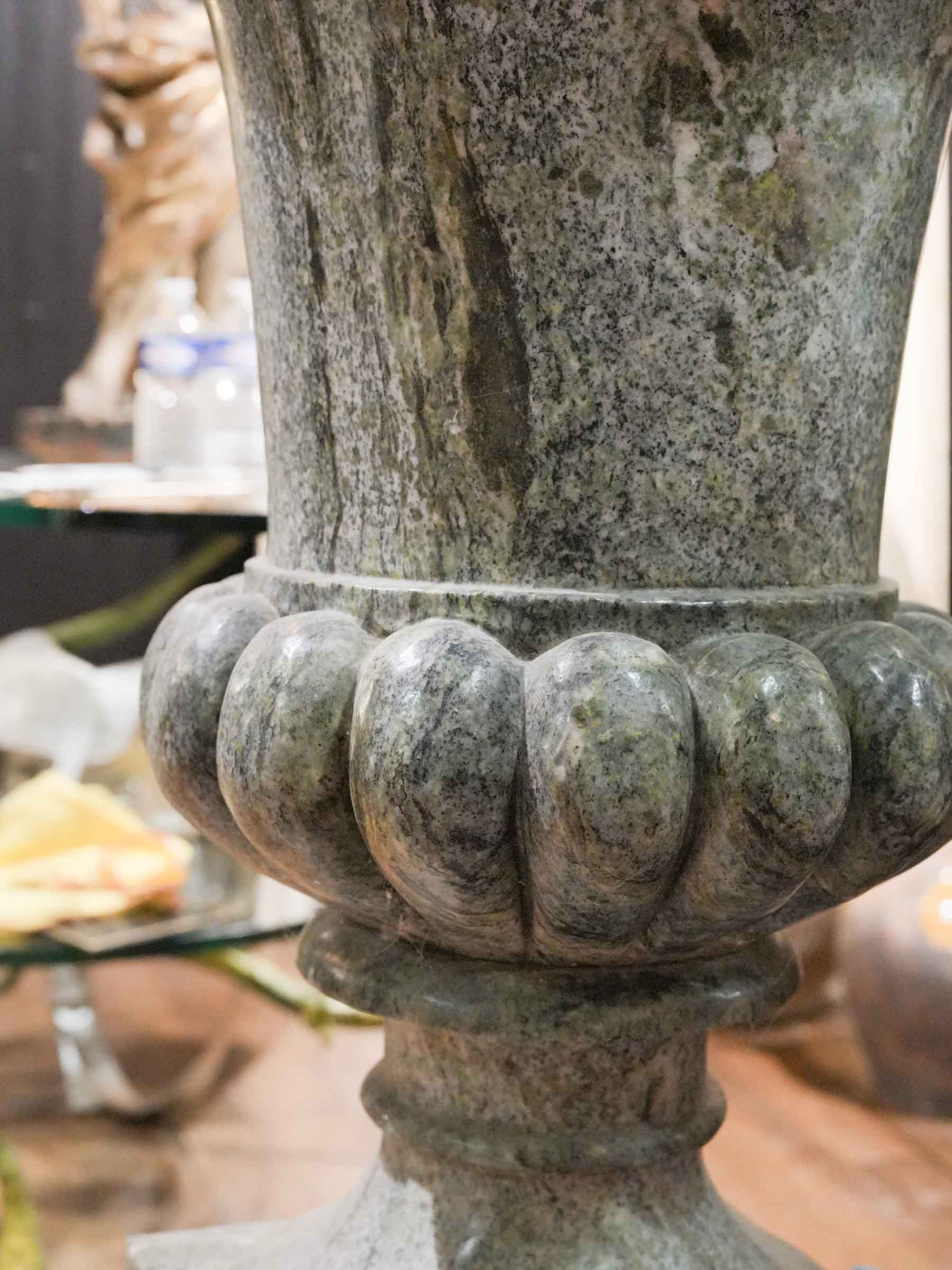 Exceptional Pair of Antique Italian Marble Medici Urns on Pedestals - 29¼"