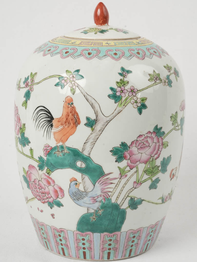 Delicate floral motif ginger jar