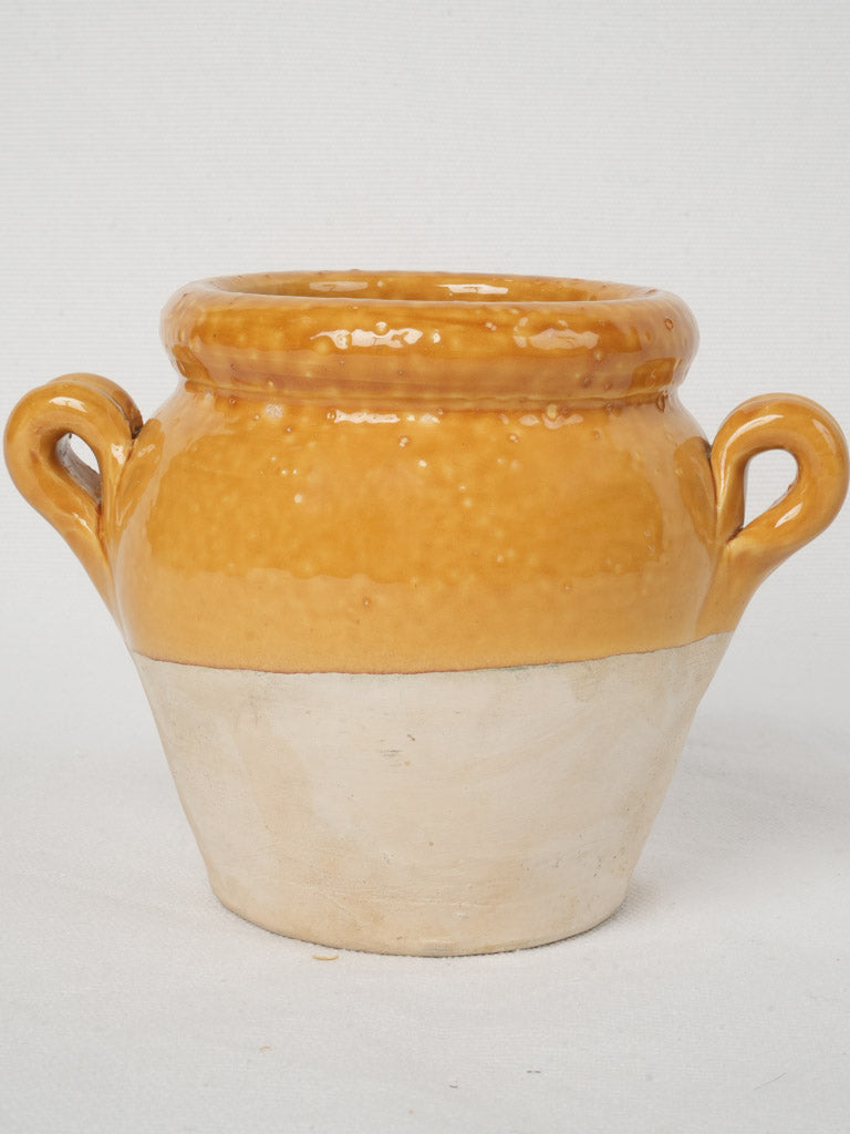 Small vintage French ocher earthenware pot