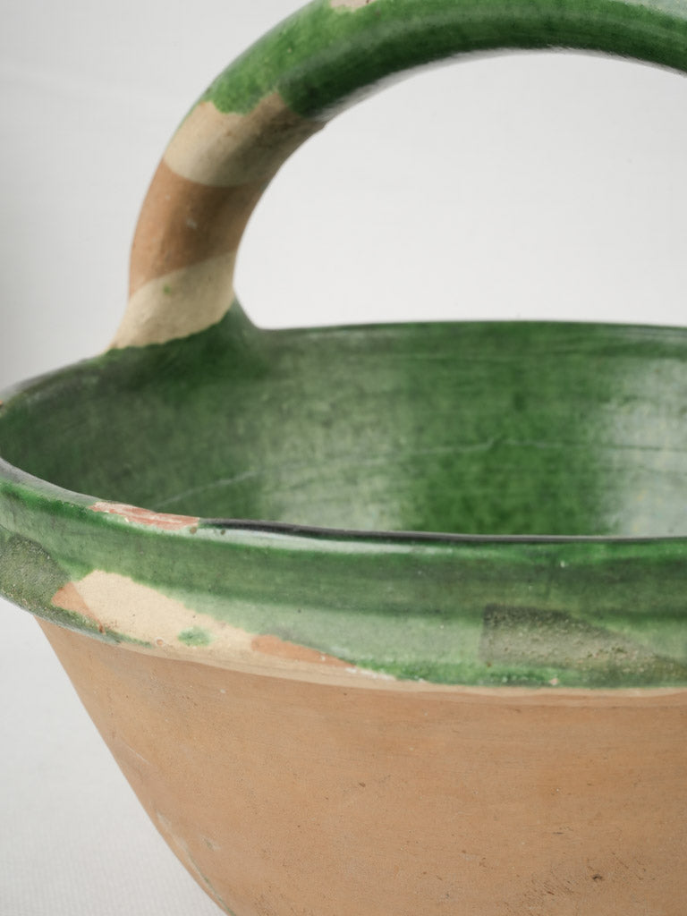 French country kitchen green glazed terracotta pot