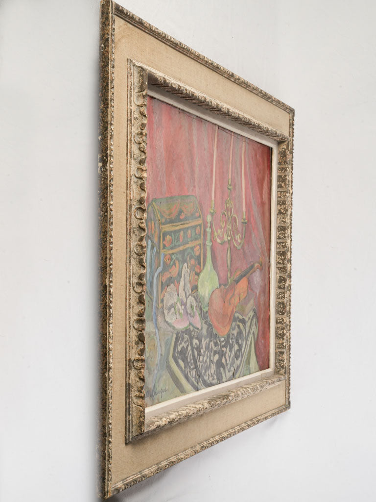 Vibrant French Still Life w/ Violin and Candelabrum By Marthe Lebasque - 29½" x 37"