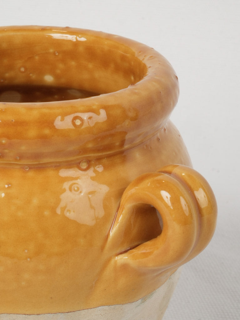 Authentic small vintage ocher earthenware pot