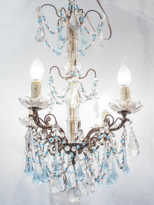 Antique French blue crystal chandelier