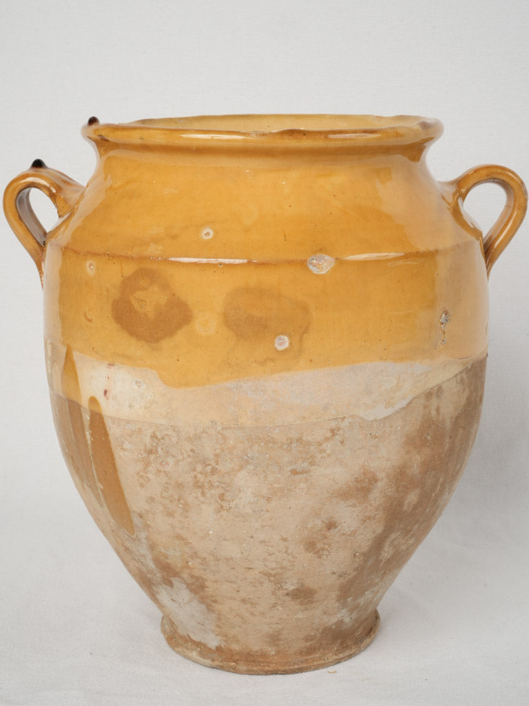 Antique French large ocher-glazed pot