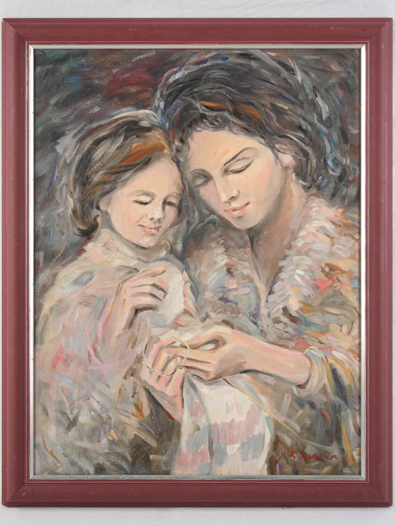 Delicate vintage oil painting artwork