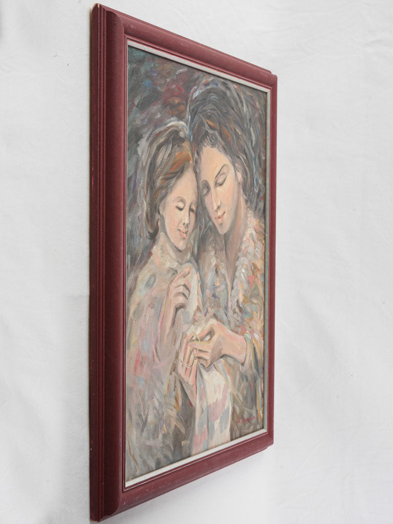 Warm impressionist motherhood figurative piece