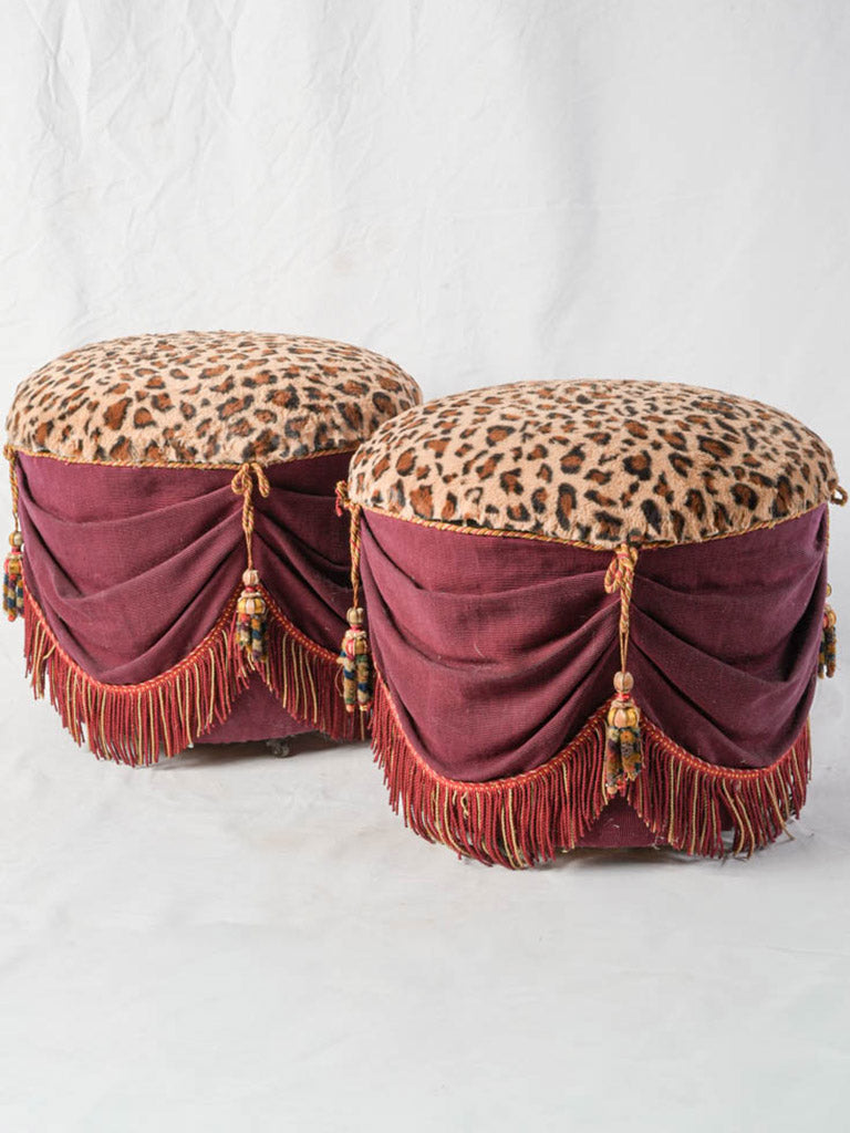 Bold opulent leopard print poufs