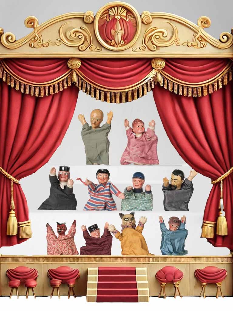 Antique French hand puppet collection