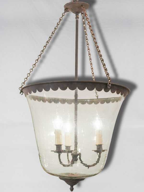 Vintage French blown glass cloche chandelier