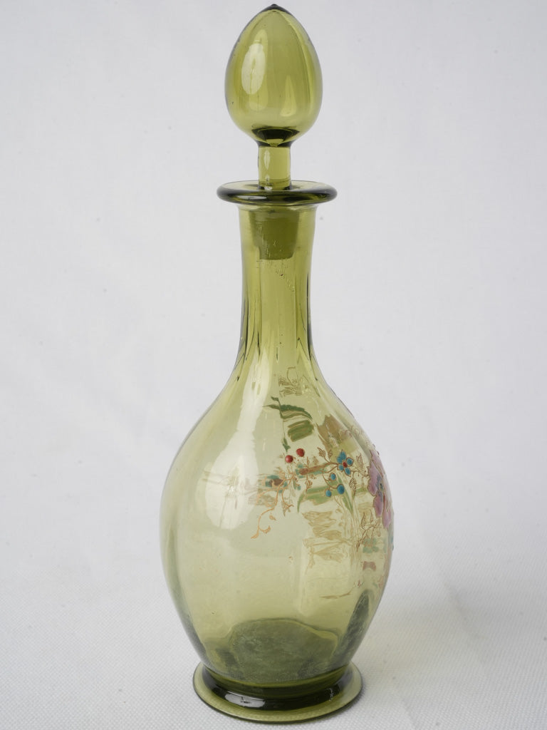 Antique botanical design glass carafe