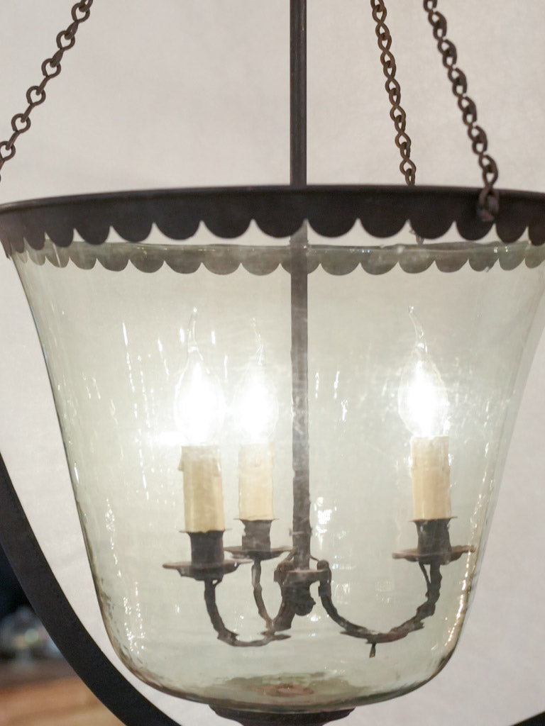 Exceptional bubbled glass pendant light fixture
