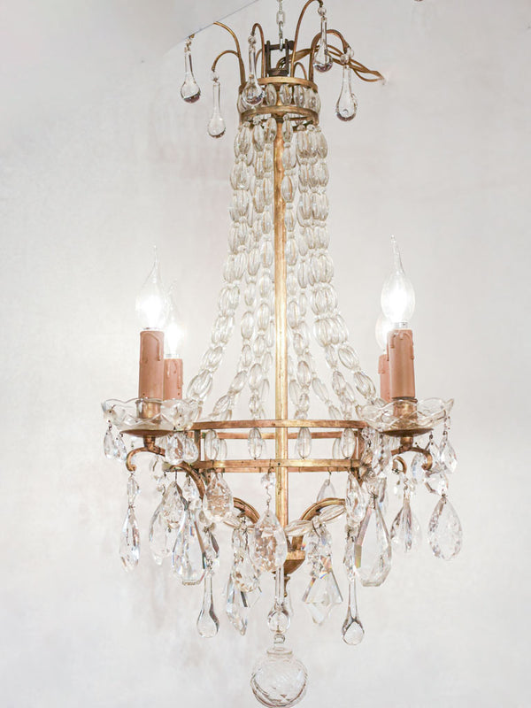 Vintage brass Montgolfier glass chandelier