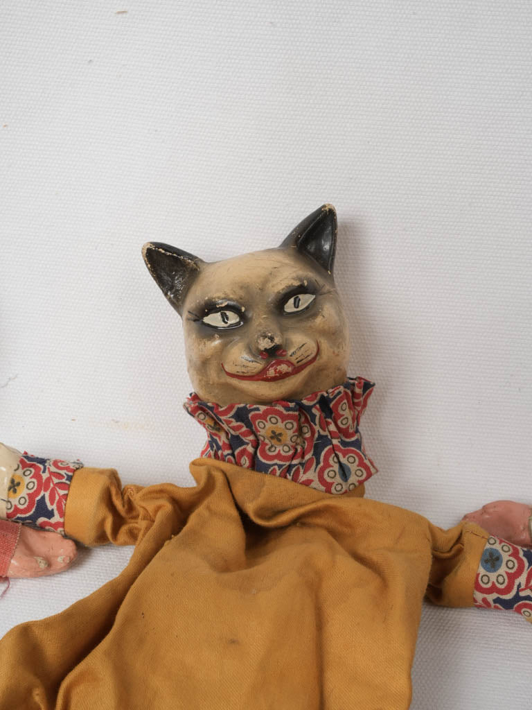 Worn vintage French theater puppets