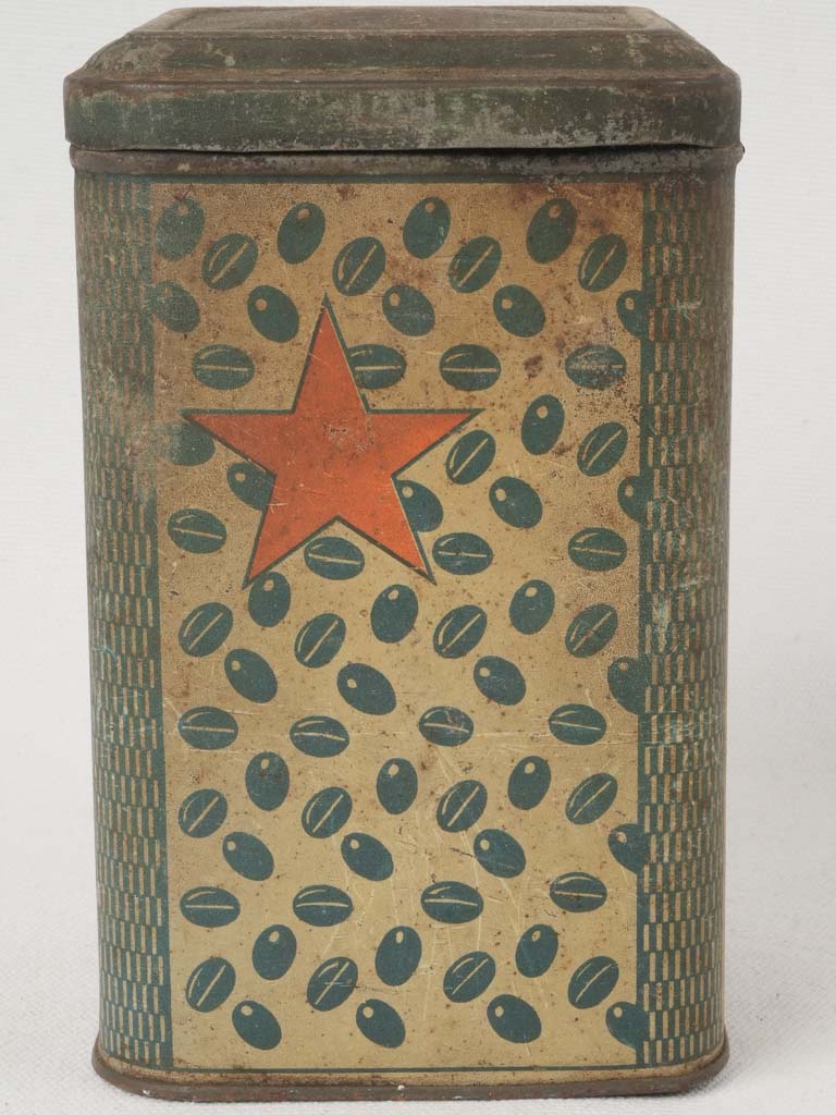 Stylized coffee beans decor tin