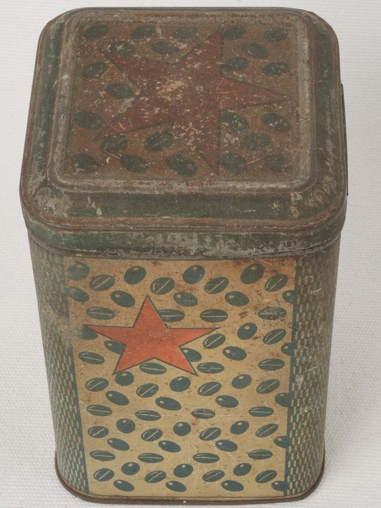 Bold red star metal tin