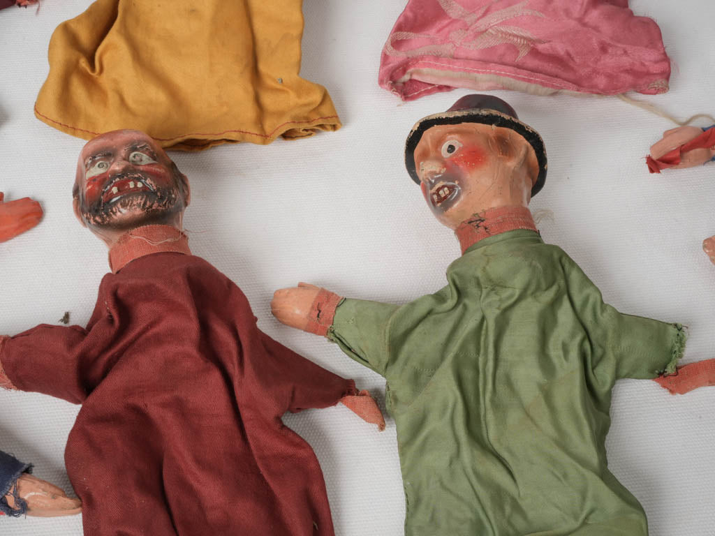 Captivating theatrical wooden hand puppets
