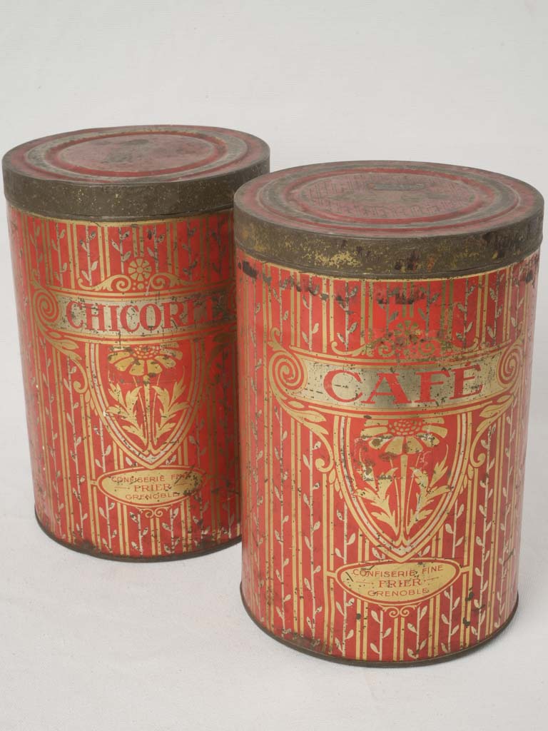 Vintage French café chicorée containers