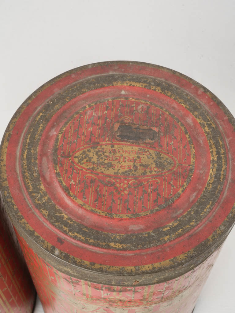 Elegant flourished antique French canisters