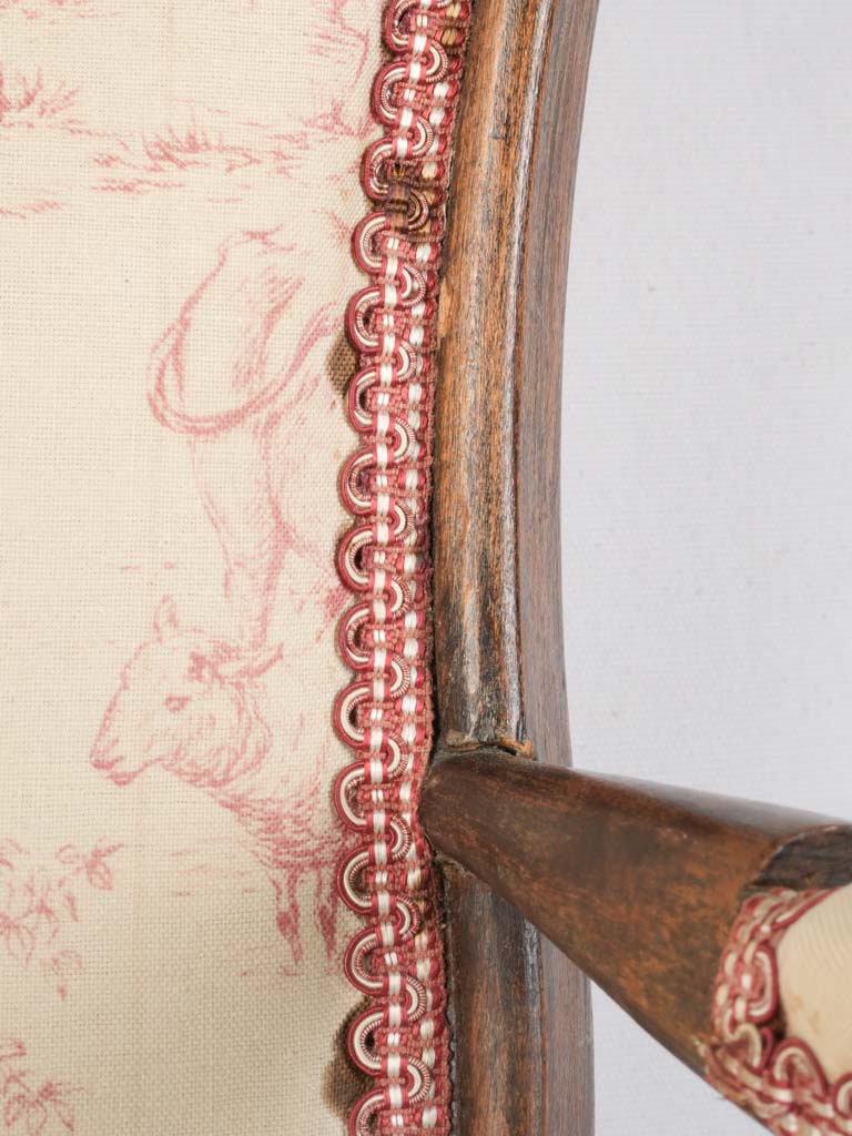 Faded pastoral vignette upholstered seat