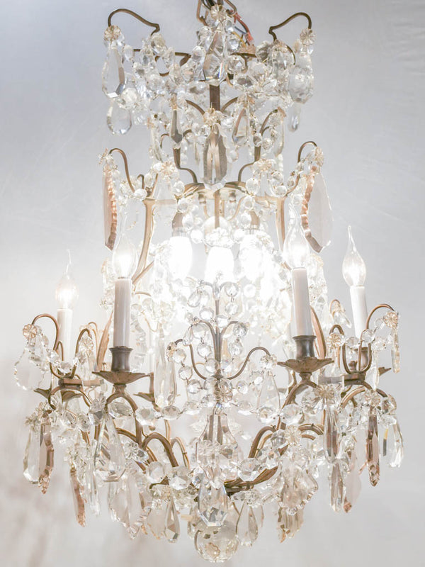 Opulent amber-embellished antique French chandelier